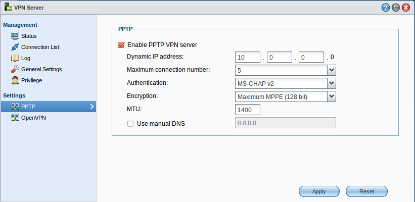 synology vpn server pptp port