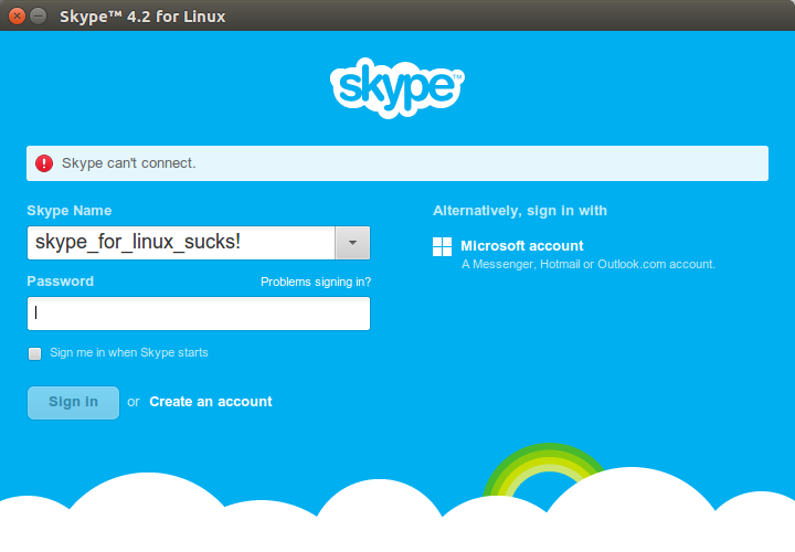 Skype Can't Conect Ubuntu